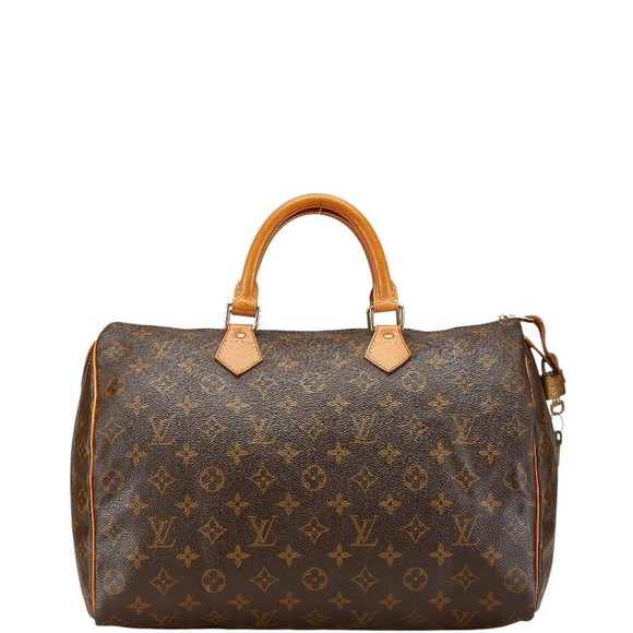 Louis Vuitton Leather Speedy Bag s Boston Brown Handbag Monogram - Picture 1 of 11
